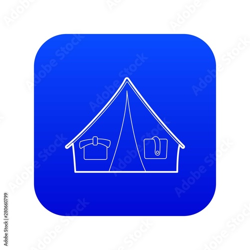 Tent icon blue vector isolated on white background