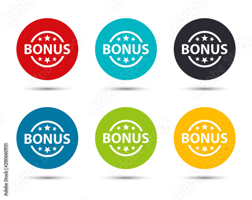 Bonus badge icon flat round button set illustration design