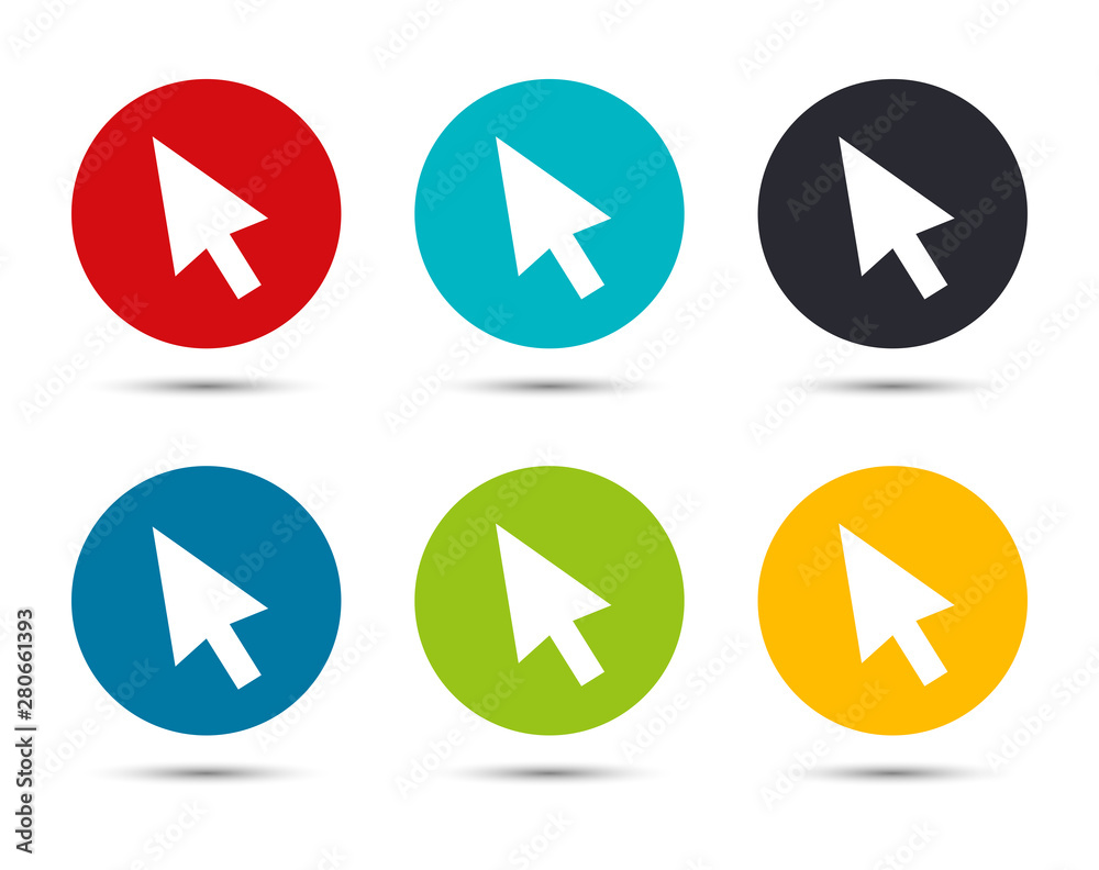 Cursor icon flat round button set illustration design Cursor icon flat round button set illustration design