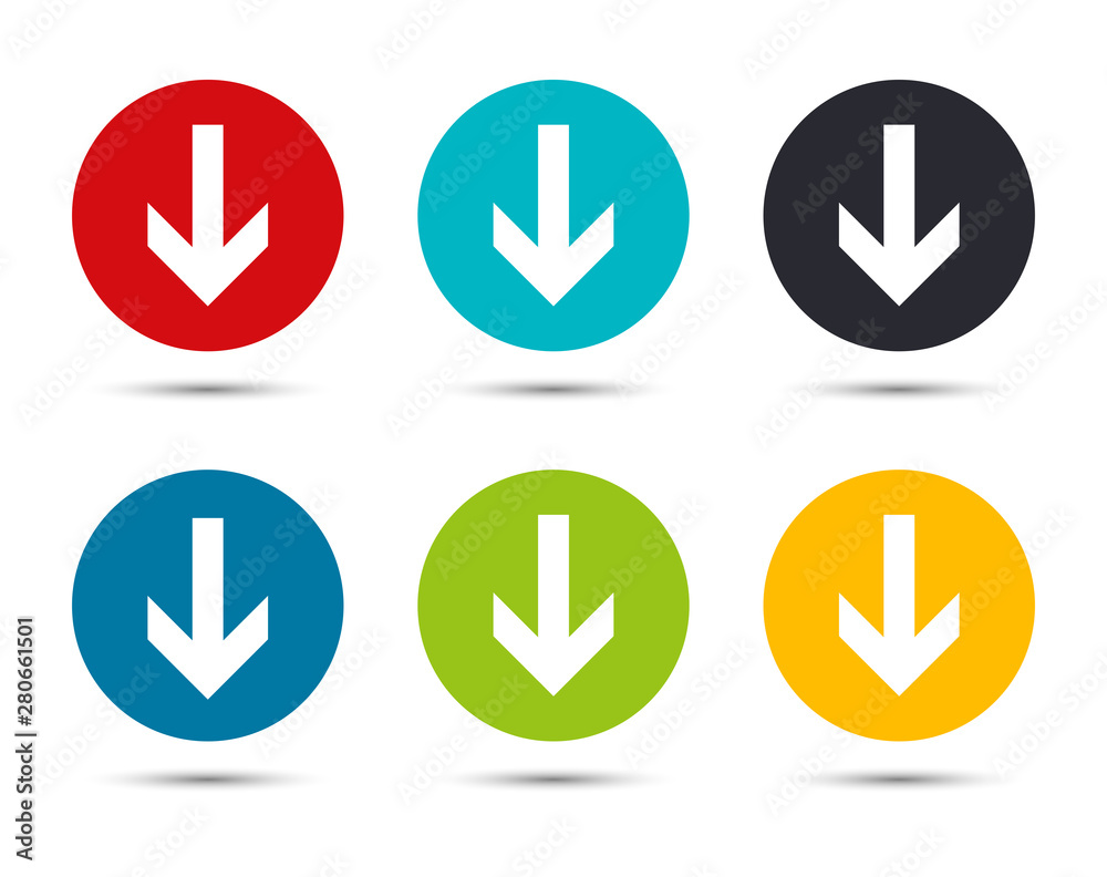 Down arrow icon flat round button set illustration design Down arrow icon flat round button set illustration design