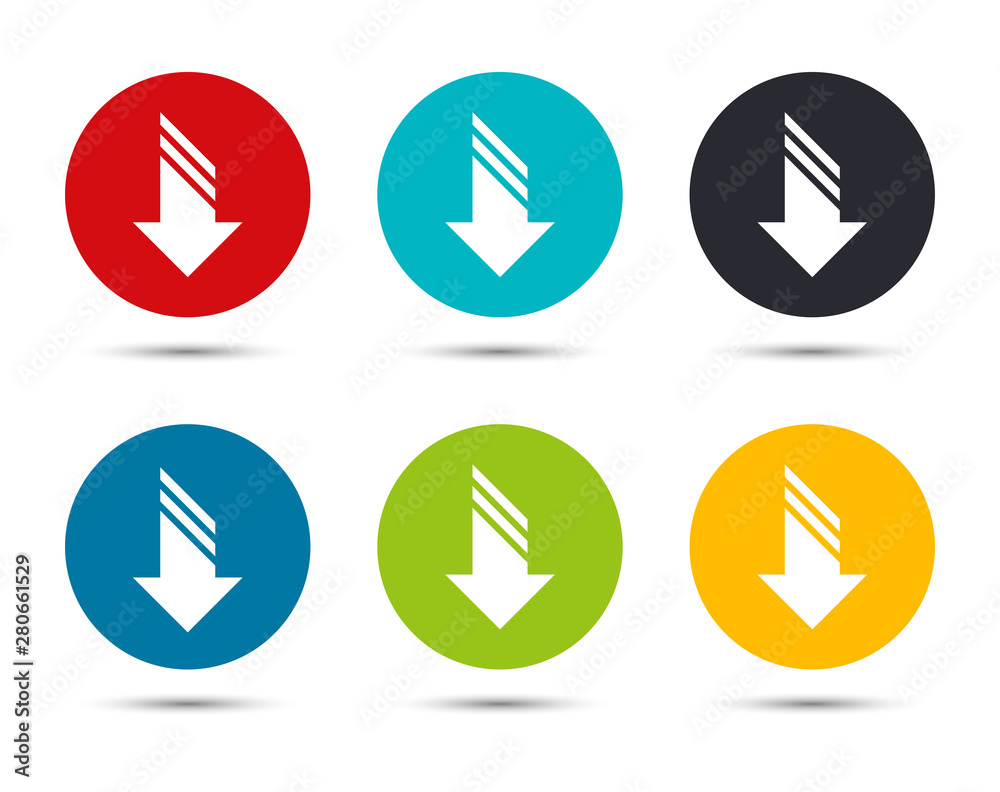 Download icon flat round button set illustration design Download icon flat round button set illustration design