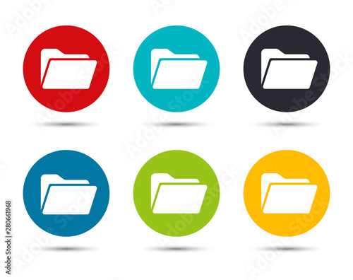 Folder icon flat round button set illustration design