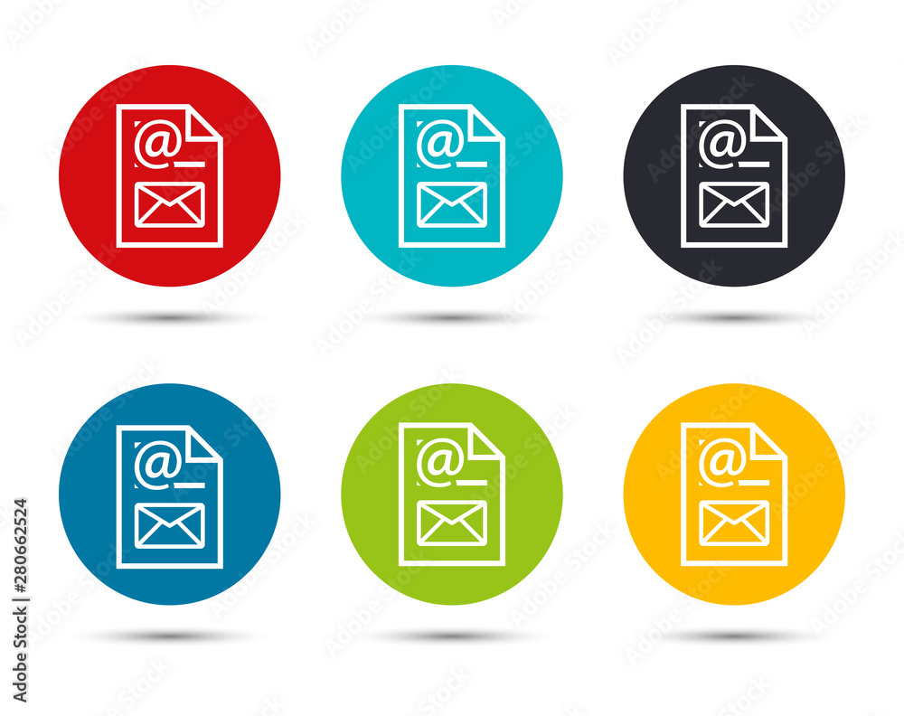 Fototapeta premium Newsletter document page icon flat round button set illustration design