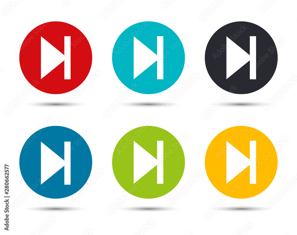 Next track icon flat round button set illustration design Next track icon flat round button set illustration design
