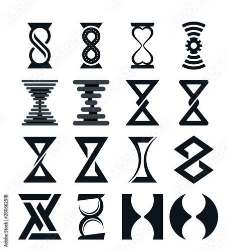 Abstract hourglass icon set