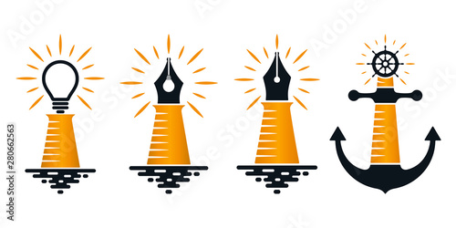 Abstract lighthouse icons
