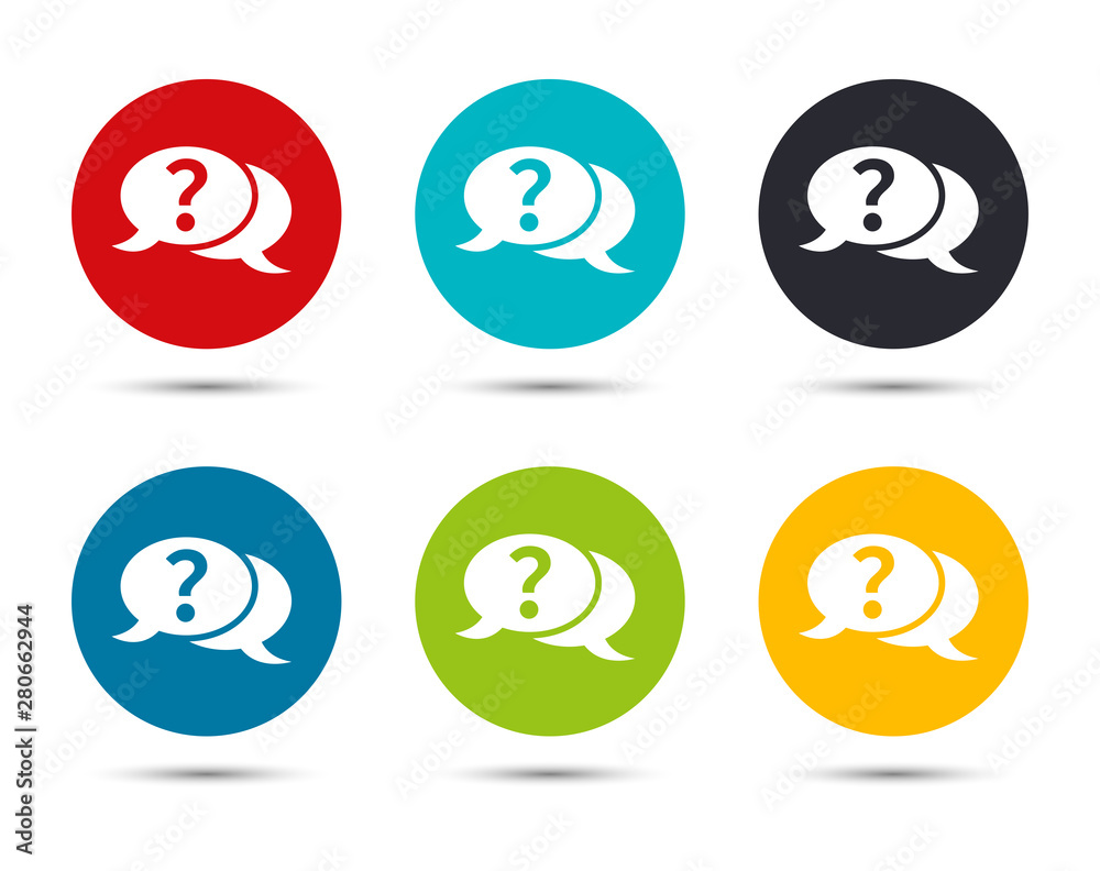 Question mark bubble icon flat round button set illustration design Question mark bubble icon flat round button set illustration design