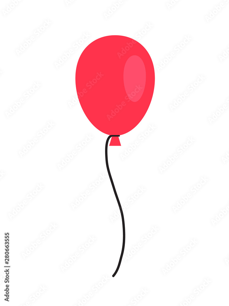 Vector flat cartoon red balloon isolated on white background Vector flat cartoon red balloon isolated on white background