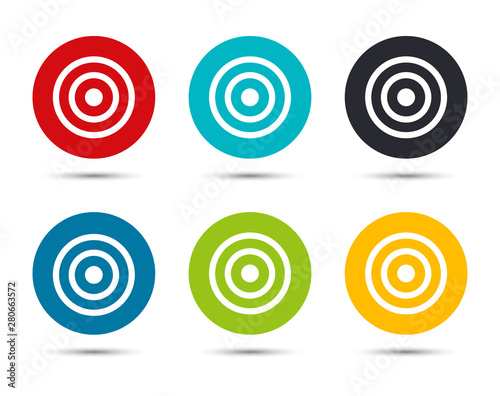 Target icon flat round button set illustration design