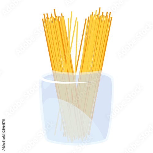 spaghetti food in jar on white background