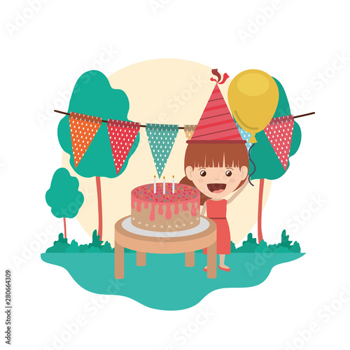 girl with party hat in birthday celebration