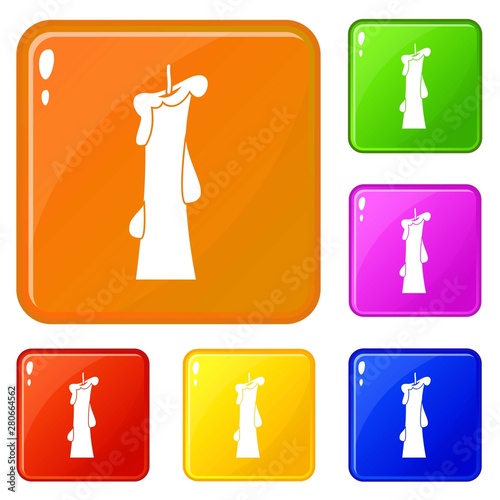 Church candle icons set collection vector 6 color isolated on white background