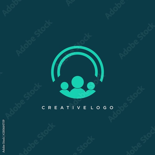 Creative people logo design template with circle