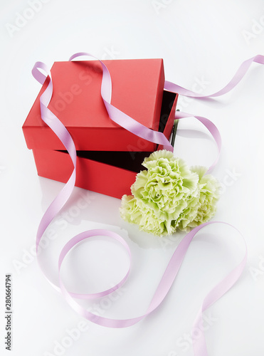 Carnation flowers and gifts.