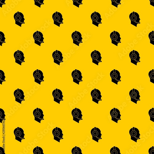 Operator in headset pattern seamless vector repeat geometric yellow for any design