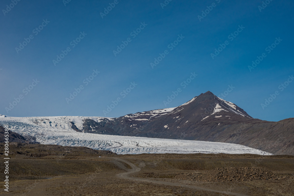 Flaajokull Glacier on the south coast of Iceland