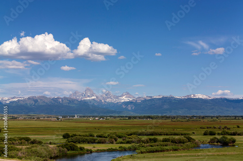 Clouds over Mountain Range, River photo