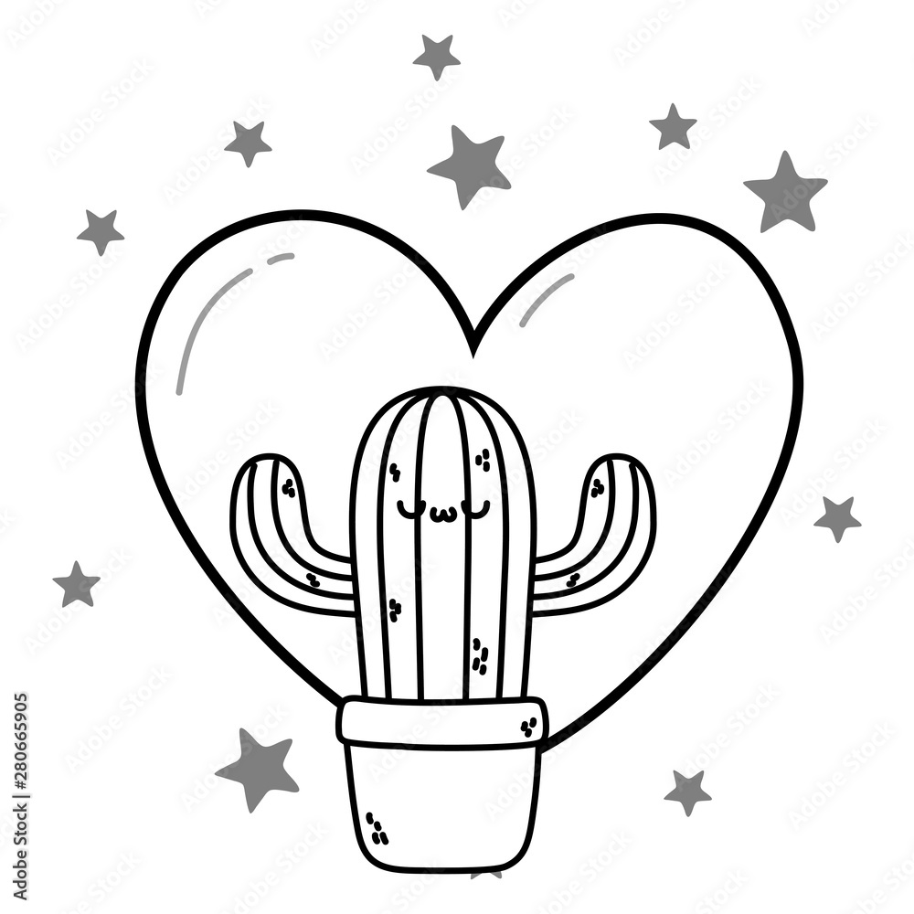 Naklejka premium Kawaii of cactus cartoon design