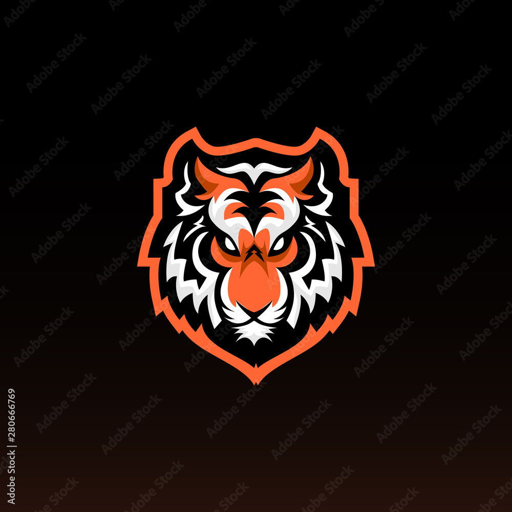 tiger head gaming mascot . tiger e sports logo. vector illustration. modern style tiger head gaming mascot . tiger e sports logo. vector illustration. modern style