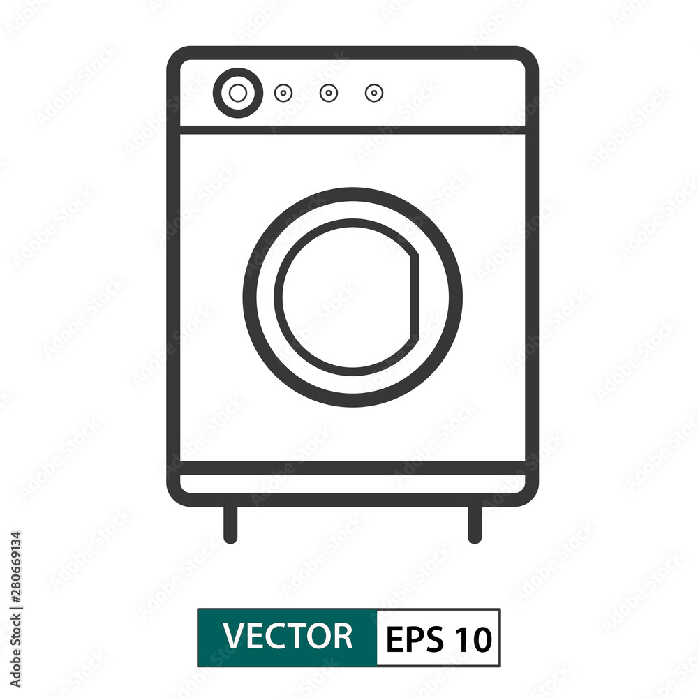 Washing machine icon. Outline style. Vector illustration EPS 10 Washing machine icon. Outline style. Vector illustration EPS 10