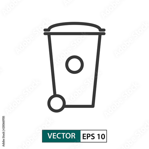 Trash rubbish wheelie bin icon. Outline style. Vector illustration EPS 10