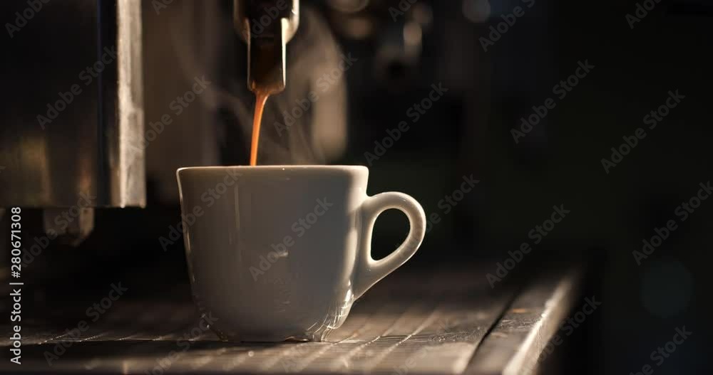 Italian vintage coffee machine makes fragrant espresso