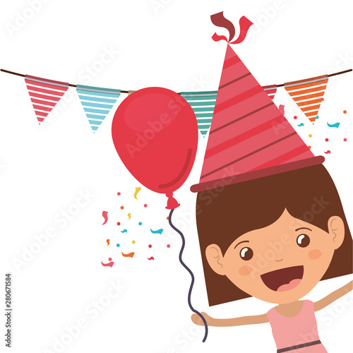 girl with party hat in birthday celebration