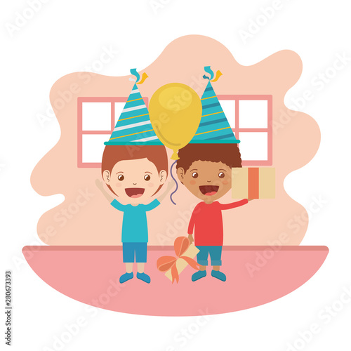 boys with party hat in birthday celebration