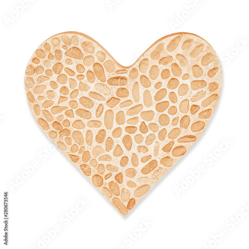 Slabs, pavement, cement stone with heart shapes isolated in white