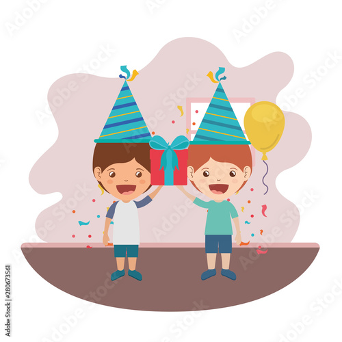 boys with party hat in birthday celebration