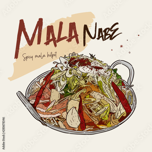 Mala hot pot, traditional chinese hot and spicy soup.