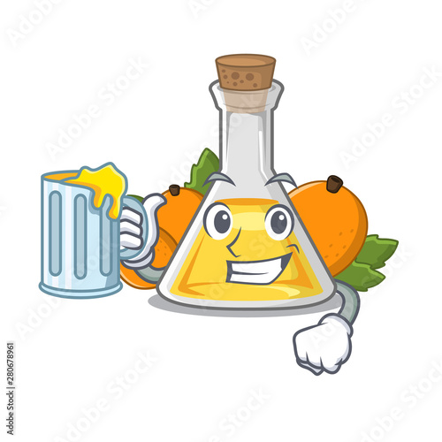 With juice apricot oil in the cartoon shape
