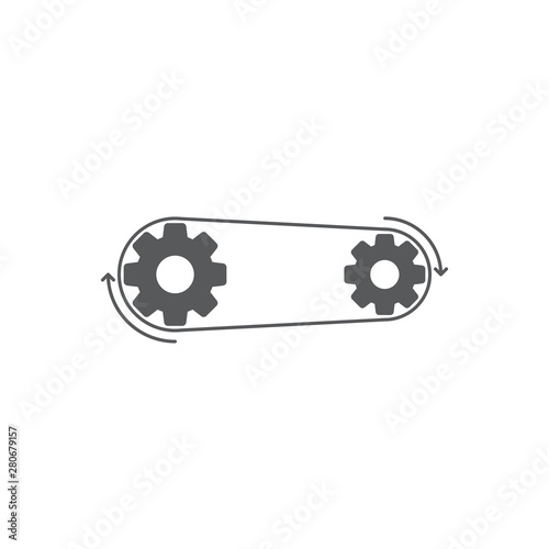 Gears with belt vector icon isolated on white background