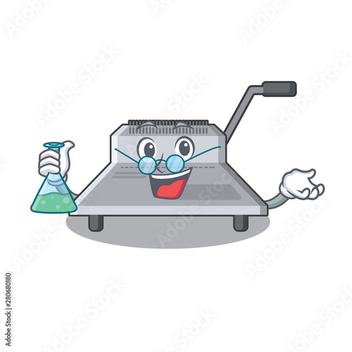 Professor binding machine in the cartoon shape