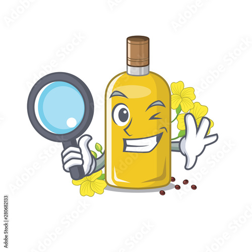 Detective canola oil in the mascot shape