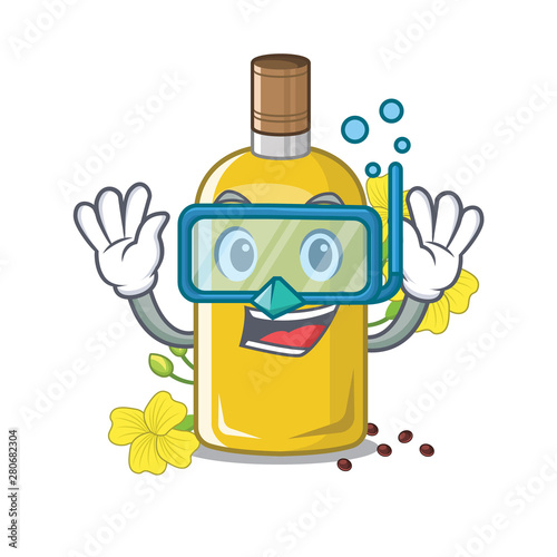 Diving canola oil in the mascot shape