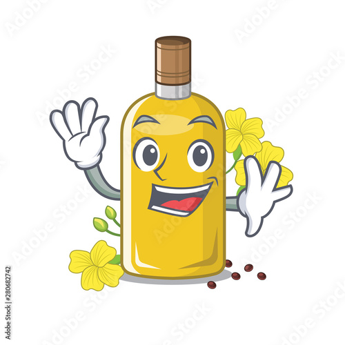 Waving canola oil in the mascot shape