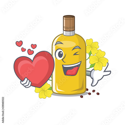 With heart canola oil above the chair character