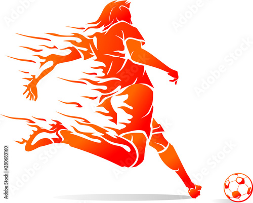 Soccer Kick Ball Hot Flame