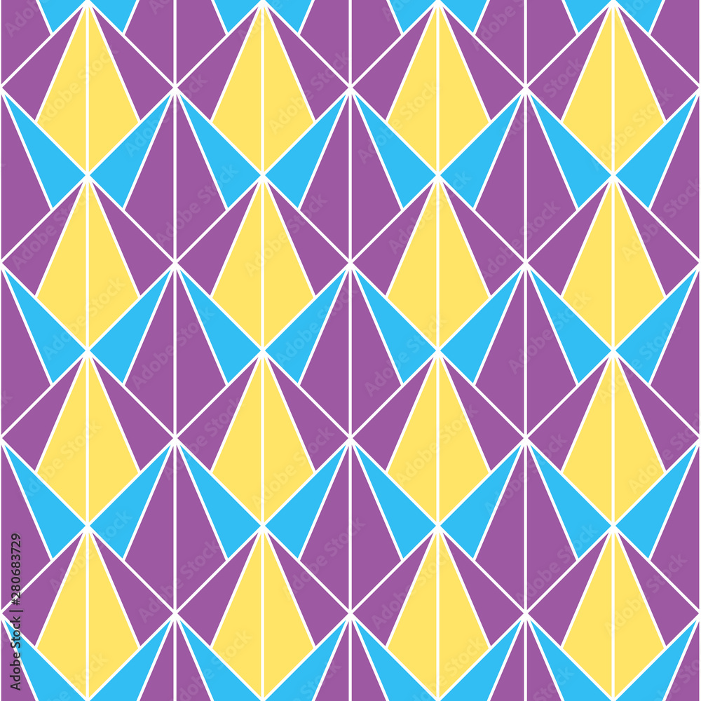 Obraz premium Retro pattern of geometric shapes. Colorful mosaic backdrop. Geometric hipster retro background, place your text on the top of it. Retro triangle background.