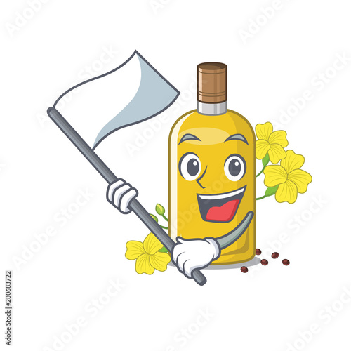 With flag canola oil poured into cartoon glass