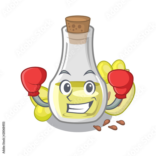 Boxing grape seed oil in a cartoon