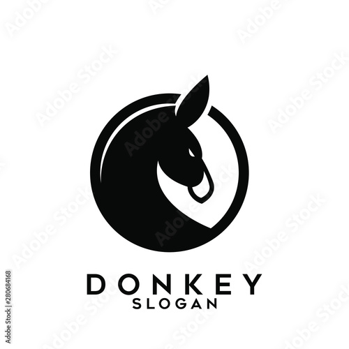 donkey animal black logo icon design vector illustration