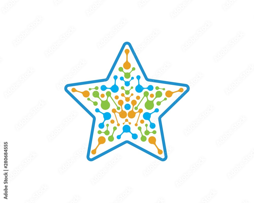 Obraz premium molecule star logo vector illustration design