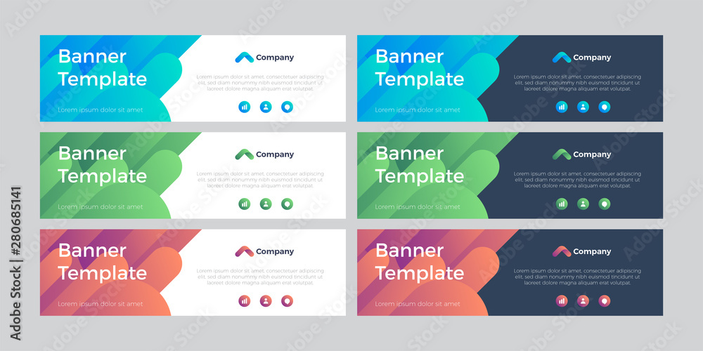 Modern colorful banner template with editable text