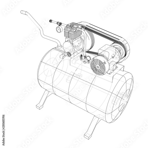 Outline Air compressor. Vector