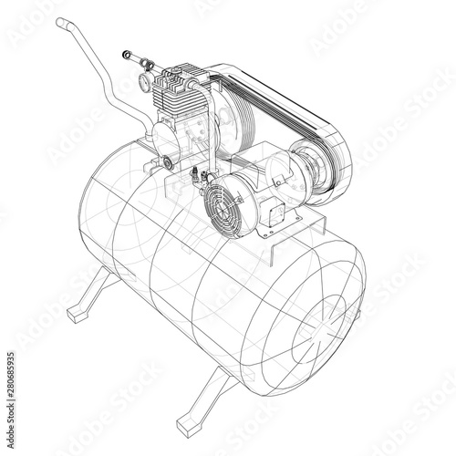 Outline Air compressor. Vector
