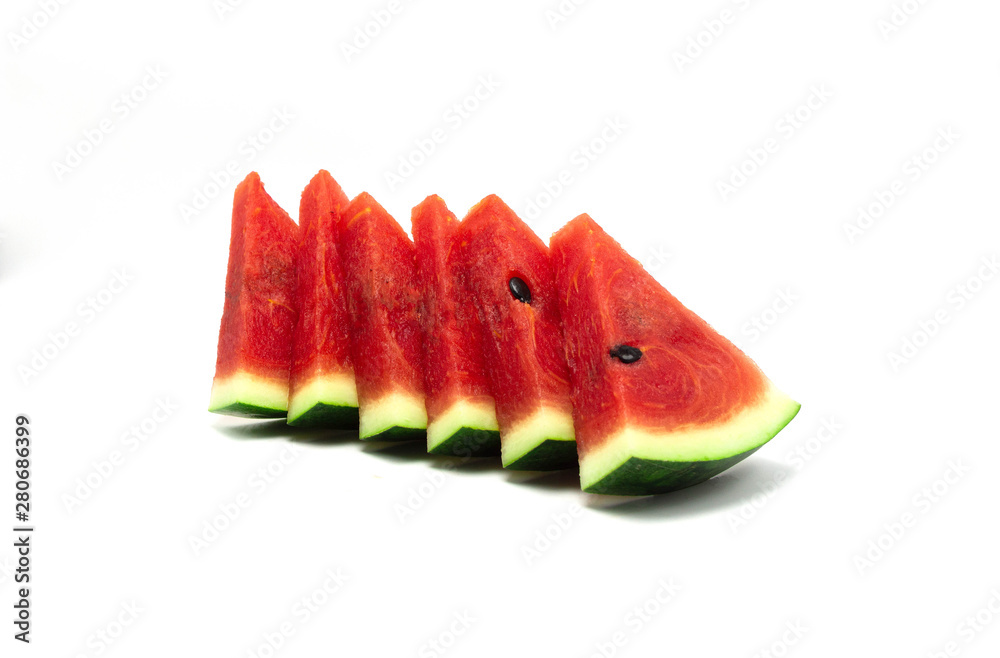 Watermelon sliced isolated on white background. Watermelon sliced isolated on white background.