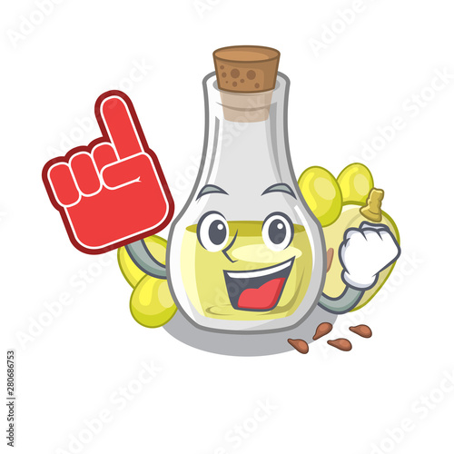 Foam finger grape seed oil isolated in character photo