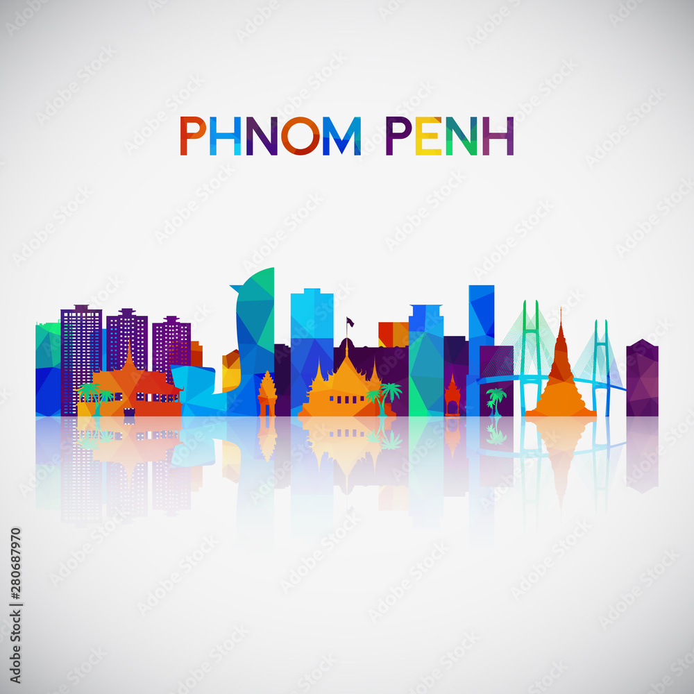 Phnom Penh skyline silhouette in colorful geometric style. Symbol for your design. Vector illustration.